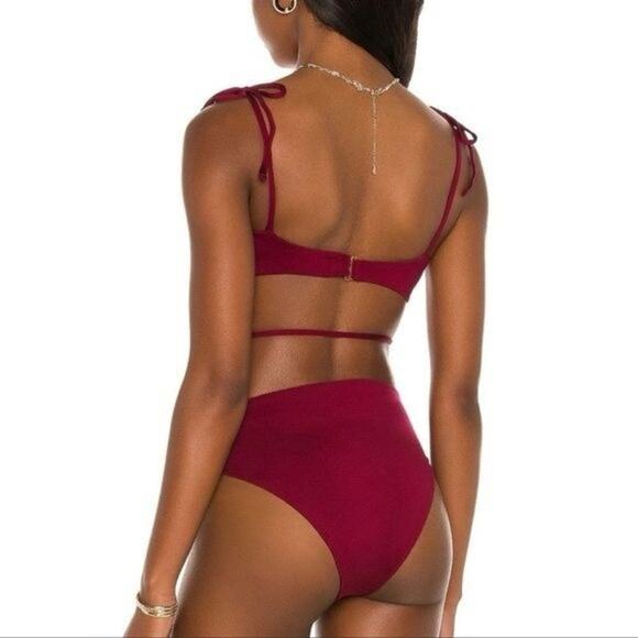 Agua Bendita Genoveva Leva Top & Safire Leva Bottom Burgundy Swimsuit Medium - Picture 2 of 7